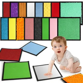 Vicloon 16PCS Sensorik Matten Kinder, Sinnesmatten für Autistische Kinder, Taktile Scheiben, Multisensorisches Textur Spielzeug, Set Fühlspiel als Montessori Sensorik Matten (Quadratisch)