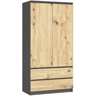 Akord Kleiderschrank AKORD S90 90 x 180 x 51 cm Grau/Eiche Artisan