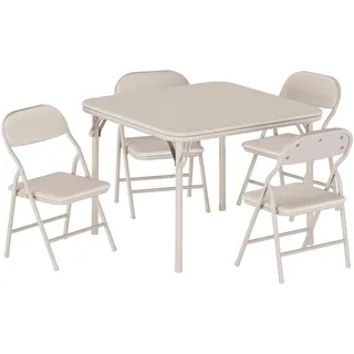 GarveeLife 5-teiliges Set aus Tisch und Stühlen für Kinder, Tisch und Stühle für Aktivitäten für Jungen und Mädchen, mit weichem Kissen aus PU zum Essen, Lesen und Spielen, Beige
