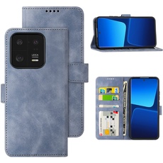 Eastcoo Flip Wallet Hülle für Xiaomi 13 Pro, [PU Leder Klapphüllen][3 Kartenfächer][Standfunktion] [Magnetverschluss] Stoßfeste Schützend Handyhülle für Xiaomi 13 Pro 5G 2023, Grau-blau