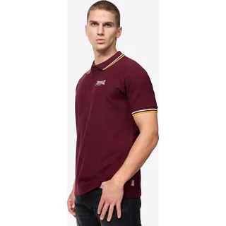 Lonsdale Herren Poloshirt normale Passform Velton Oxblood/Yellow/White S