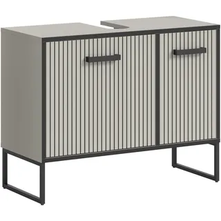 VCM xonox.home Badezimmer Bagno Waschbeckenunterschrank Badunterschrank Waschbecken Unterschrank Schrank Waschtisch Unterschrank in Kaschmir beige Nb., ca. 80x63x36 cm auf Kufen