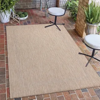 Carpetsale24 In- & Outdoor Teppich - Wetterfestes Flachgewebe in Sisal-Optik mit Bordüre, Küchenteppich, Terrasse, Wohnzimmer & mehr, Grösse: 240x340 cm - Beige