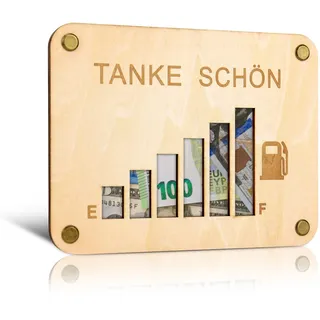 TAKULA Geldgeschenk Auto Spardose Tankgutschein Holzbox Finanzspritze | Für Autokäufer, Führerschein-Besteher und Auto-Fans. Banknoten aufbewahren. Lustige Finanzspritze für jeden Autofahrer.