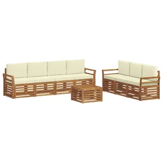 Sofagarnituren 8 pcs Natur und Creme Massivholz Akazie - Creme