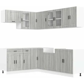 vidaXL 11-tlg. Küchenschrank-Set Porto Grau Sonoma Holzwerkstoff - Grau