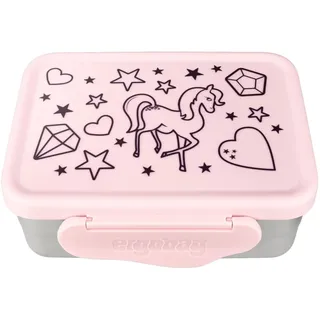 ergobag Edelstahl Brotdose mit Trennfach und Snack-Box, BPA-frei, Spülmaschinenfest Rosa