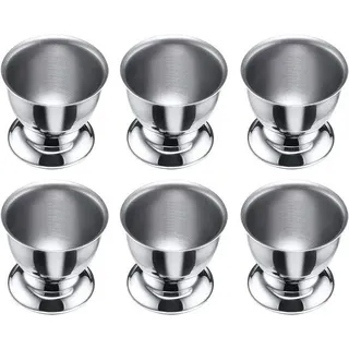 Eierdopjes aus Edelstahl - Set aus 6 - Silber - Stapelbar
