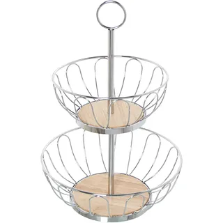 DRW Runde Obstschale aus Metall, verchromt, 28 x 42 cm, 28 x 10 cm und 22 x 8 cm
