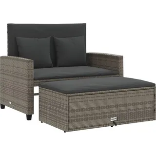 vidaXL Gartensofa 2-Sitzer mit Kissen Grau Poly Rattan - Grau