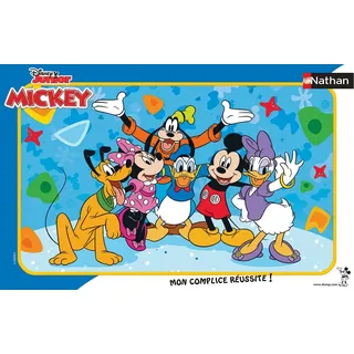 Nathan - Kinderpuzzle - Rahmen 15 Teile - Micky Maus Freunde - Disney - Mädchen oder Jungen ab 3 Jahren - Hochwertiges Puzzle - Dicker und Stabiler Karton - Disney Mickey Mouse - 86146