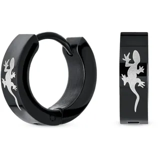Unisex Biker Schmuck Kleine Gecko Eidechse Reptil Creolen Kpop Huggie Ohrringe Für Männer Frauen Teen Schwarz Ip Edelstahl