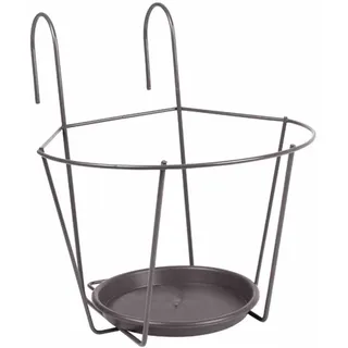 Haken-Blumentopfhalter 25 cm grau Pflanzenkorb Halterung Metall zum Aufhängen
