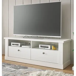 furn.design Fiastra TV-Lowboard 132 cm Weiß Holz, Kunststoff, Metall, Holzwerkstoff