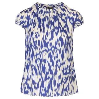 APART Bedruckte Bluse aus matt schimmerndem Satin mit Allover-Druckmuster, Royalblau-Creme, 38