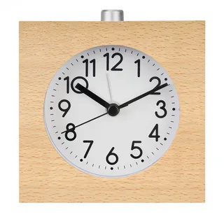 Lancoon Analoger Wecker Aus Holz Leise Nicht Tickend Mit Holzgehäuse Nachtlicht Snooze Batteriebetrieben Für Schwere Schläfer Am Bett Gelb