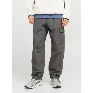 JACK & JONES "JPSTKANE BARKLEY CARGO PANT NOOS", Herren, Gr. 28, Länge 32, grau (castlerock), Web, Obermaterial: 100% Baumwolle, unifarben, relaxed fit knöchellang, Hosen Cargohose