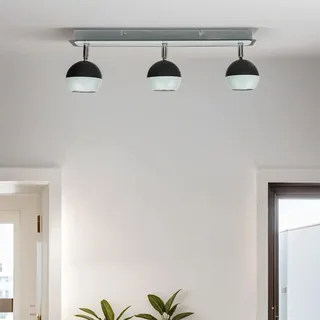 Licht-Erlebnisse Deckenspot Edelstahl Schwarz Weiß Küche Esszimmer 43 cm lang GU10 3-flammig Kugel Deckenstrahler Wohnzimmer NOAH