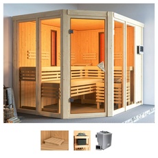 Bild Sauna »Avril«, (Set), 9-kW-Bio-Ofen mit externer Steuerung beige
