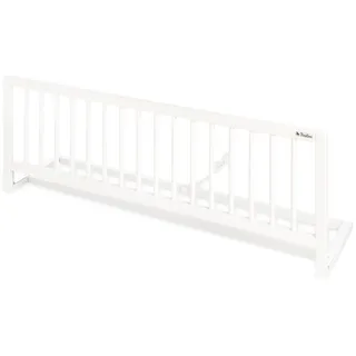 Pinolino Bettschutzgitter Comfort, Bettgitter Holz, Rausfallschutz für Kinderbett & Elternbett, Buche massiv, montagefrei, unter Matratze, Verbindungsgurt, bis 19cm, 115 x 32 x 40cm, weiß lackiert
