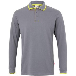 Velilla 105515; Zweifarbiges Poloshirt, gestreift, langärmelig, Grau und Gelb; Größe 3XL