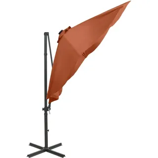 vidaXL Ampelschirm mit LED-Beleuchtung 300 cm Terrakotta - Braun