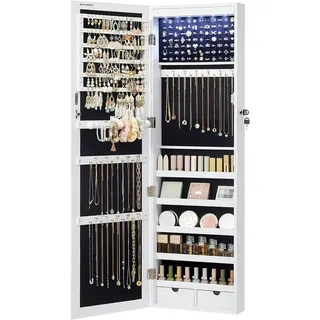 Boxxx Schmuckschrank , Weiß , Kunststoff, Glas, Textil, Holzwerkstoff , 2 Schublade(n) Schubladen , 37.1x137.9x9.9 cm , hängend, Beleuchtung, Abdeckplatte aus Glas , Kleinmöbel, Schmuckkästchen & Schmuckschränke