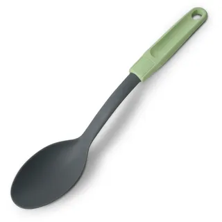 Fackelmann Ecolution Servierlöffel – Kochlöffel aus Holzfasern und Bio-Kunststoff – 33 cm x 6 cm großer Pfannenlöffel in Mintgrün/Steingrau