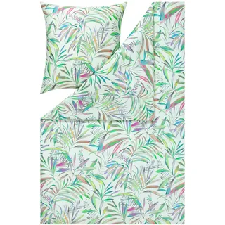 Estella Bettwäsche Brittany grün, 200x200 cm , 2x 80x80 cm - grün;pink