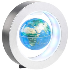 infactory Schwebender Globus: Freischwebender 10-cm-Globus in Magnet-Ring mit bunter LED-Beleuchtung (Schwebende Erdkugel, Schwebe Globus, Magnetischer Lichter)