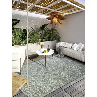 Villeroy & Boch Julie In- Outdoor Teppich Modern - Modernes Flachgewebe, Hoch-Tief Effekt, ÖKO-TEX Wetterfest & UV-beständig für Balkon, Terrasse, Garten – Dschungelgrün, 160x230cm