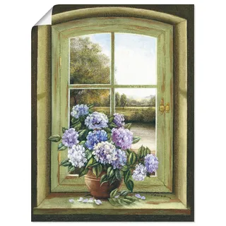 ARTland Poster Hortensien am Fenster Größe: 30x40 cm - Grün