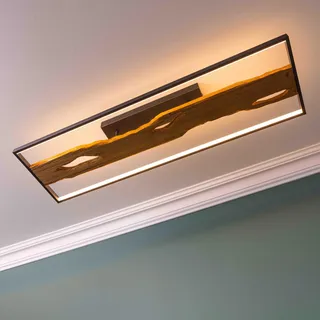 Lightbox Deckenlampe im Landhaus Stil dimmbare Deckenleuchte - Lampe in Holzoptik für Wohnzimmer, Esszimmer & Küche LED integriert
