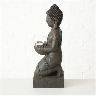 Boltze Buddha Figur mit Windlicht 44 cm