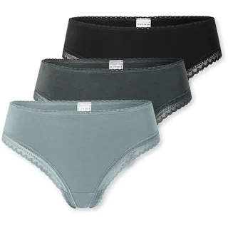 Schiesser Damen 3 PACK Tanga String mit Spitze - Modern Multipacks