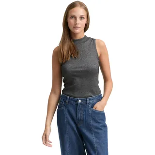 TOM TAILOR Denim Damen 1048967 Slim Fit Top mit Glitzer-Effekt, 34029-Black Glitter, S