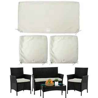 clawscover Ersatzbezüge für Outdoor-Sitzkissen, passend für 4 Rattan-Möbel, Terrassen-Gesprächsset, Liebessesser, 38 x 19 x 2, 19 x 19 x 2, cremefarben, groß (nur Bezug)