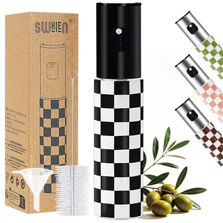 Swkien Olivenöl Sprühflasche, Ölsprüher für Speiseöl, 100ml Öl Sprühflasche Glas, Öl Sprayflasche mit Trichter & Bürste, Ölzerstäuber für Heißluftfritteuse, Grill, Salat & Küche