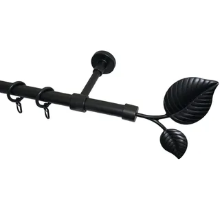 GARESA Gardinenstange »LEAF« Ø 20 mm 1 läufig-läufig Wunschmaßlänge Vorhanggarnitur, verlängerbar, Wandmontage, mit Ringe GARESA schwarz B/L: cm Ø 20 mm