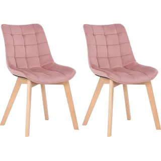 CLP 2er Esszimmerstühle Passaic Samt gesteppt Farbe pink - Rosa