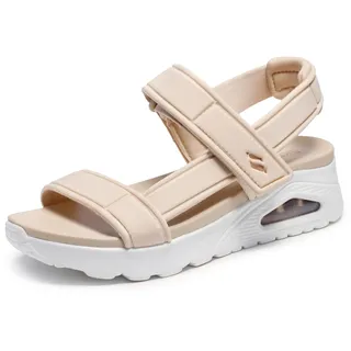 SKECHERS Damen. 119813 Sandalen Uno Summer Stand2 nackt 41 3 bis 5 cm, Klettverschluss, Lässig