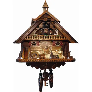 Engstler - 4512_QMT - Kuckucksuhr - Quarz - Nussbaum - mit Musik mit Tanzpaar - 43 cm