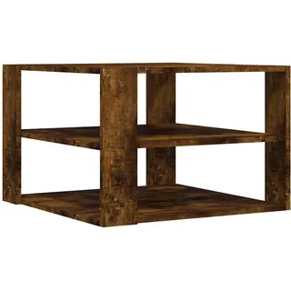 vidaXL Couchtisch 58/58/40 cm aus Holzwerkstoff Räuchereiche-Dekor mit 2 Ablageflächen , Braun , Strukturbuche , Quadratisch,Rechteckig , 58x40x58 cm , Wohnzimmer, Wohnzimmertische, Couchtische