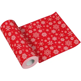PAW - Tischläufer aus Airlaid (40 cm x 24 m) I Tischdeko für den Weihnachtstisch, Weihnachtsfeiern I Tischdeko Elegant Tischband - Schneeflocken Rot I Snowflakes Red