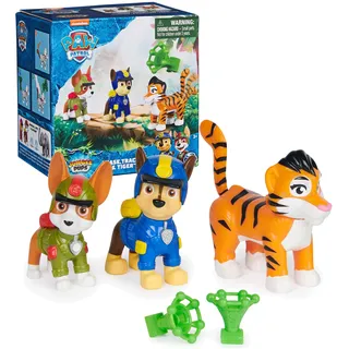 PAW PATROL: Jungle Pups Chase, Tracker & Tiger, Actionfiguren mit Geschoss, Kinderspielzeug für Jungen und Mädchen