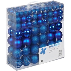 Bild Weihnachtskugeln im 150er Set, glitzernde, Matte & glänzende Christbaumkugeln, Kunststoff, ∅ 3, 4 & 6 cm, blau