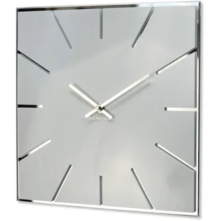 FLEXISTYLE Wanduhr quadratisch Exact 30 cm Durchmesser, ohne tickgeräusche modern, Design Acrylglas und Acrylspiegel, Wohnzimmer, Schlafzimmer (Weiß)