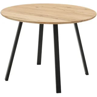 Stolkom NILS Esstisch - 110 cm Eiche Massivholz - Braun/Schwarz