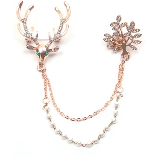 FIRETTI "Schmuck Geschenk Ansteckschmuck Gliederkette Perle, Hirsch, Baum", - mit Glasstein - mit Acrylperle, roségoldfarben,,, grün,,, kristallweiß,,, weiß, grünkristallweiß),