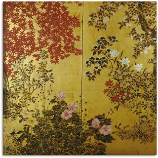 Artland Wandbild "Japanischer Wandschirm 18. Jahrhundert" Pflanzen 1 Stk. tlg. als Leinwandbild, Poster in verschied. Größen, farbe bild(er): bunt